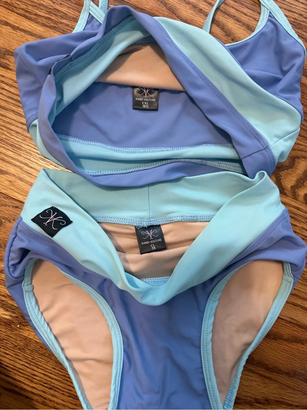 Girls Two-Piece Dance Swim Set in Blue & Light Blue - NK